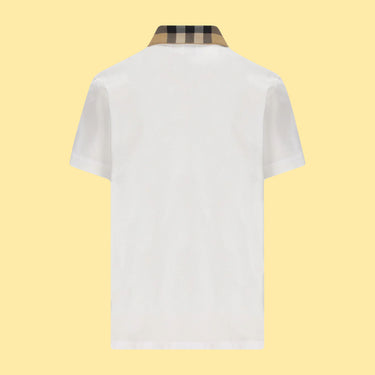 Burberry Checkered Short Sleeve Polo Shirt - White