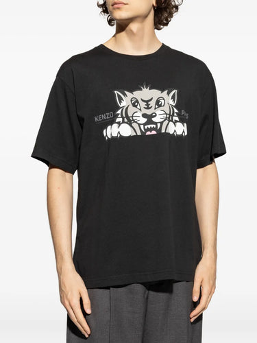 Kenzo Happy Tiger Cotton T-shirt - Black