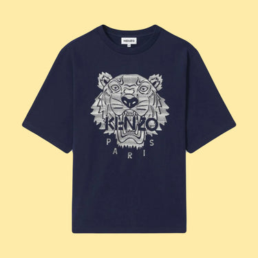 Kenzo Embroidered Tiger T-Shirt - Navy Blue/Silver