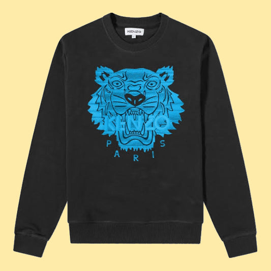 Kenzo Tiger Sweatshirt - Black/ Neon Blue