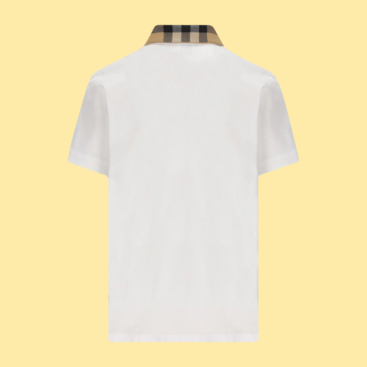 Burberry Checkered Short Sleeve Polo Shirt - White