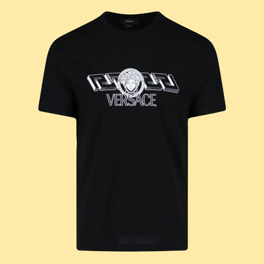 Versace La Greca Print Logo T-Shirt - Black/White