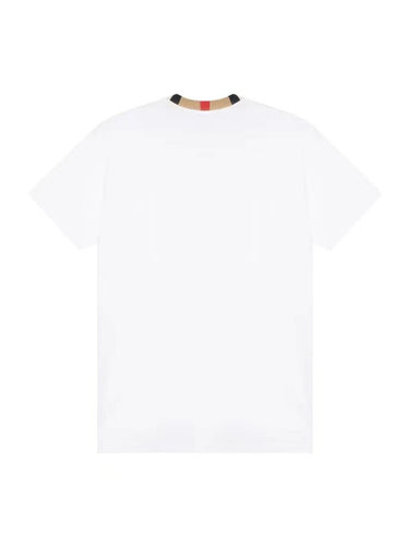 Burberry Icon Stripe Trim Cotton T-Shirt - White